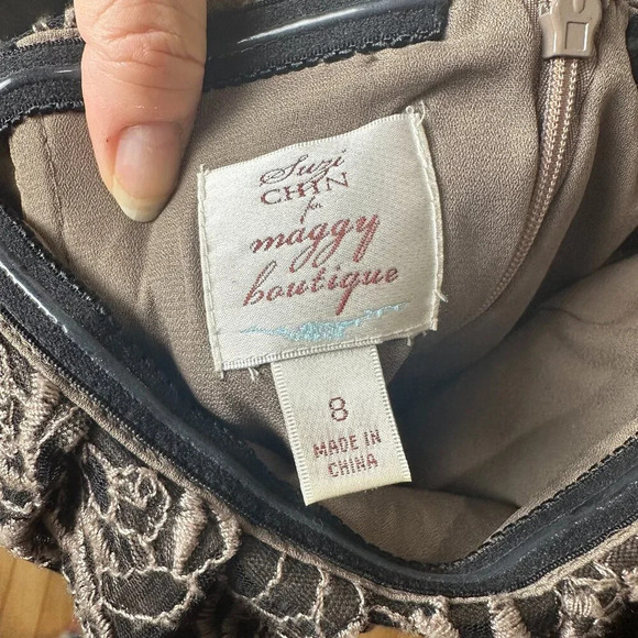 NWT Nordstrom SUZI CHIN Brown Lace & Satin Strapless Cocktail Dress Size 8 - Picture 10 of 10